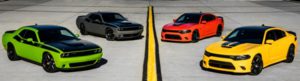 2017 Dodge Challenger T/A, 2017 Dodge Challenger T/A 392, 2017 Dodge Charger Daytona 392 and 2017 Dodge Charger Daytona (from left to right)